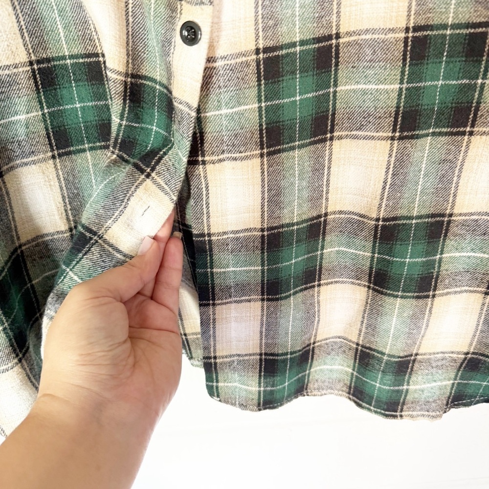 Unisex Green Plaid Long Sleeve Button Down Shirt Size XL - Picture 4 of 6